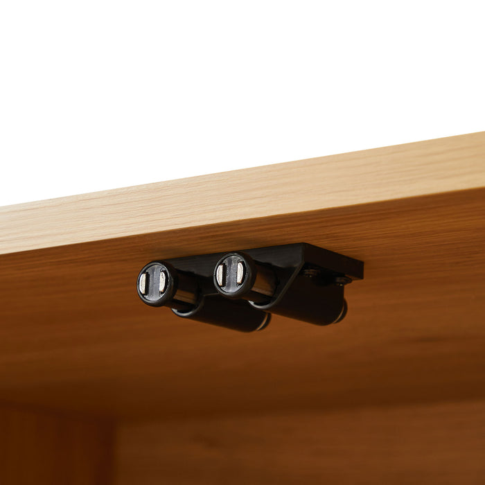 Contemporary Wave Shaped TV Stand With Rattan Doors