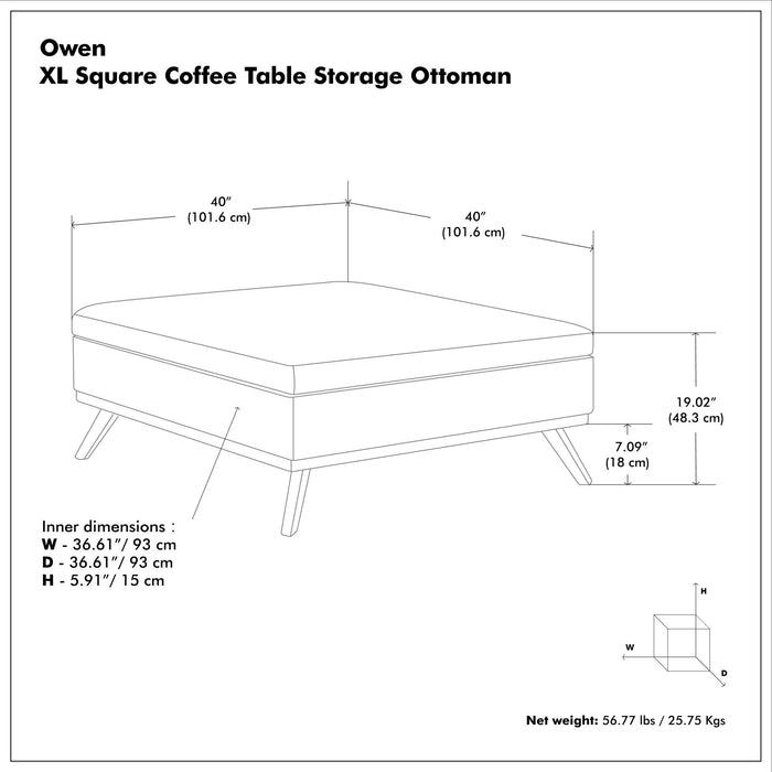 Owen - Multifunctional Square Coffee Table Storage Ottoman
