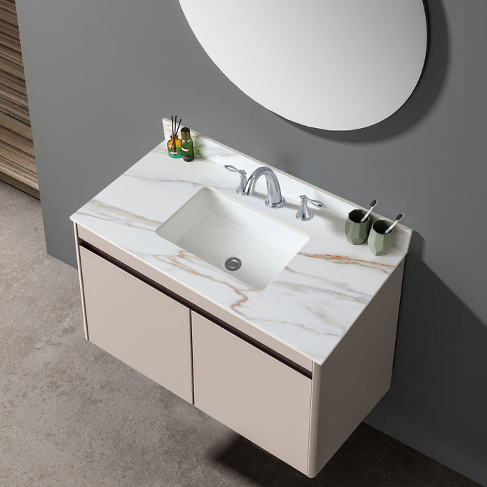 Vanity Top With Undermount Sink And Backsplash, Sintered Stone