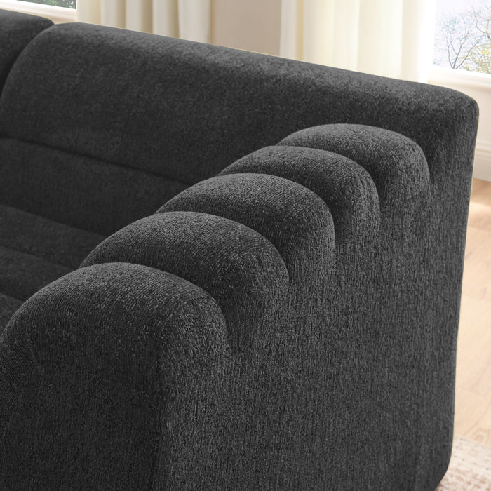 U-Shaped Modular Sectional Sofa With Chaise And Movable Ottoman With Wave-Shaped Armrest