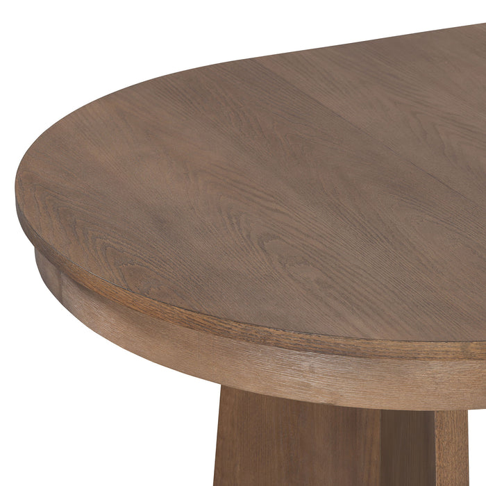 Extendable Round Dining Table Set For 4 With 4 Upholstered Chairs - Beige / Walnut