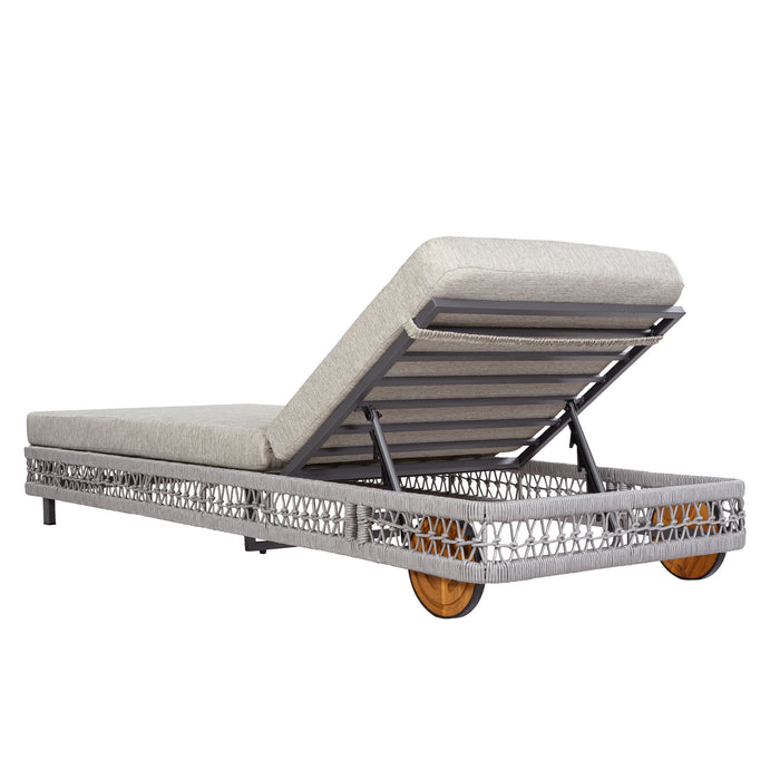 Outdoor Chaise Lounge & Wheels, 5 Position Adjustable Backrest