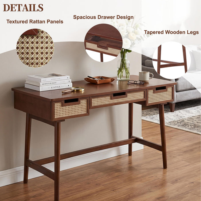 Writing Desk With 3 Drawers For Living Room