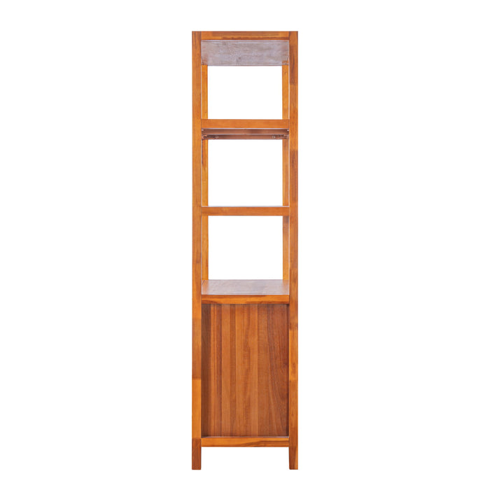Modern Tall Storage Bookcase Cabinet With 2 Open Shelves & Double Doors