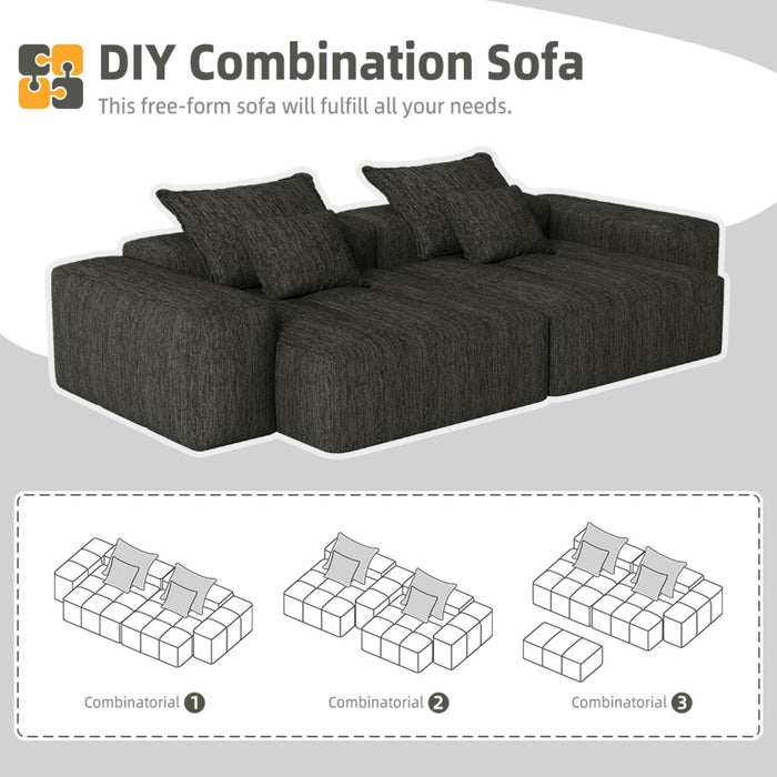 Modern Oversized Diy Combination, Modular Sectional Sofa With Pillows