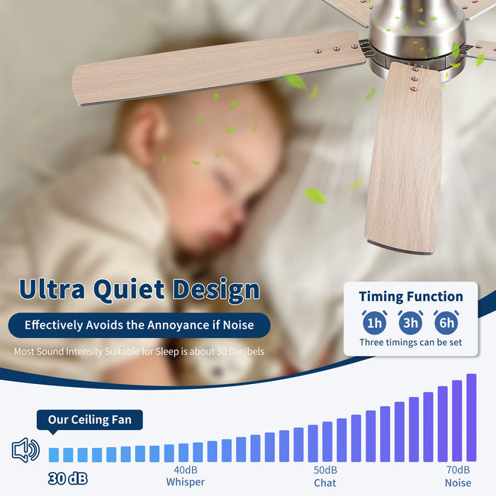 Mordern Flush Mount Ceiling Fan With Light And Remote Control