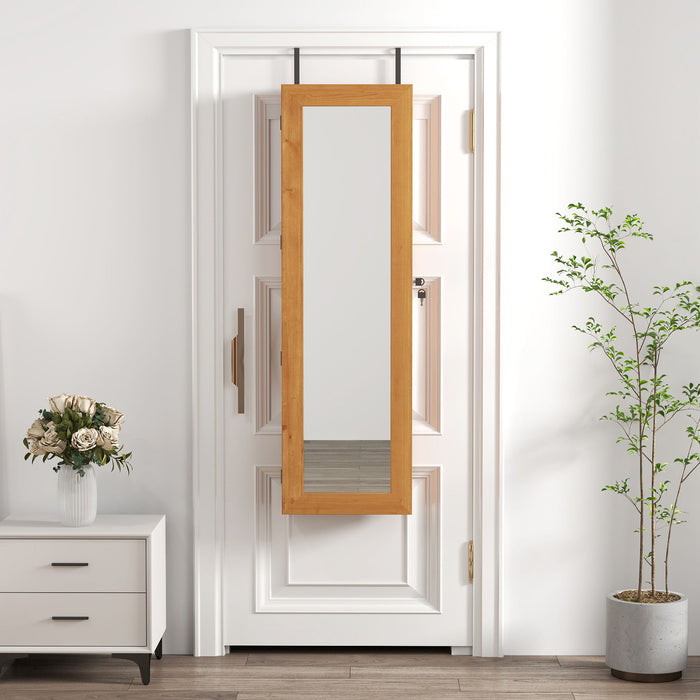 Jewelry Armoire Organizer With Full Length Mirror, Wall Mounted Lockable Cabinet With LED Light