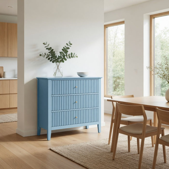 Fluted 3 Drawer Nightstand With Soft Close Slides