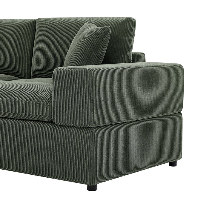 Upholstered Symmetrical Modular Sectional With 6 Seating Options And Movable Ottomans - Dark Green