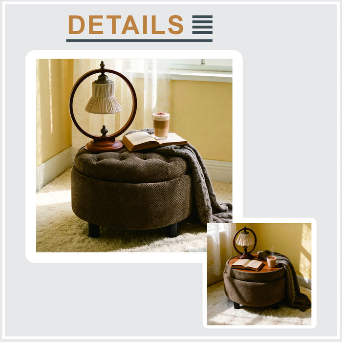 Storage Round Footstool Table Ottoman