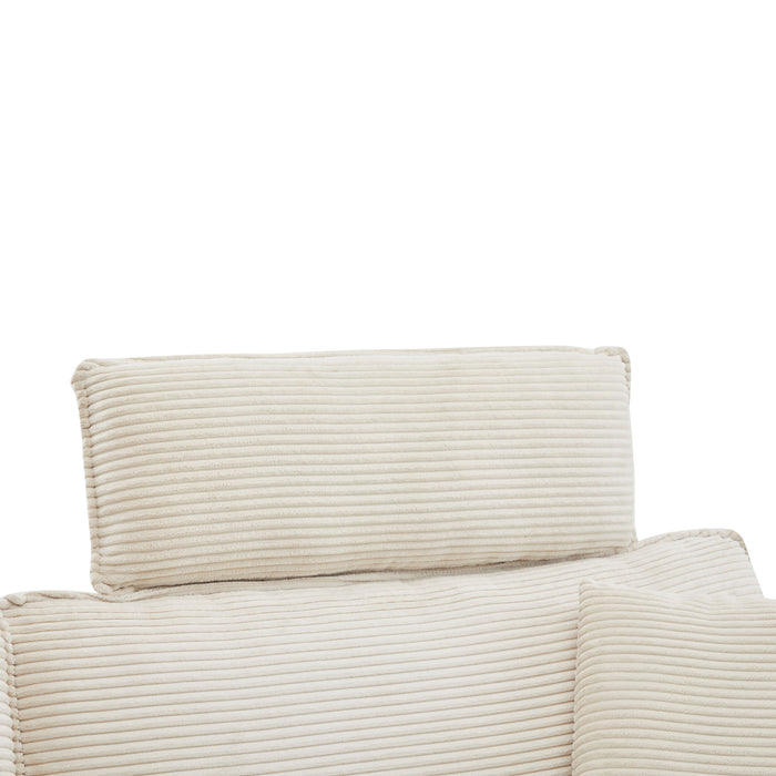 Modern Corduroy Deep Seat Sectional Sofa With Ottoman