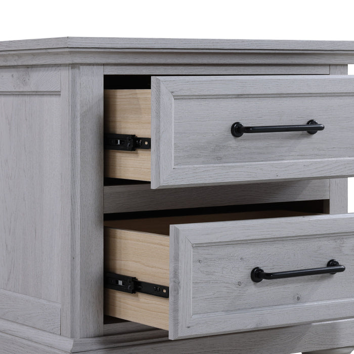 Larksmont - 2-Drawer Nightstand With USB-A/USB-C Port - Oyster Shell Gray