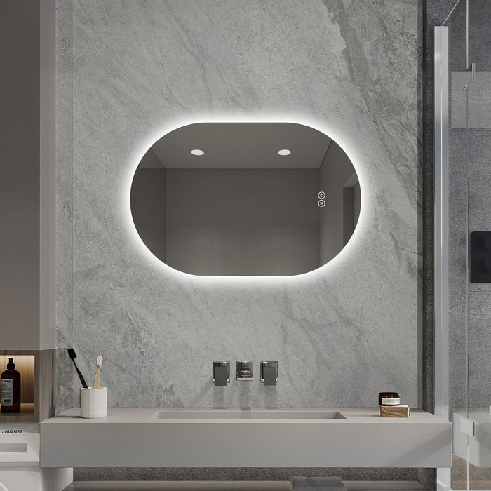 Smart Wall Mounted LED Touch Screen Mirror With Anti-Fog Function And Adjustable Lighting