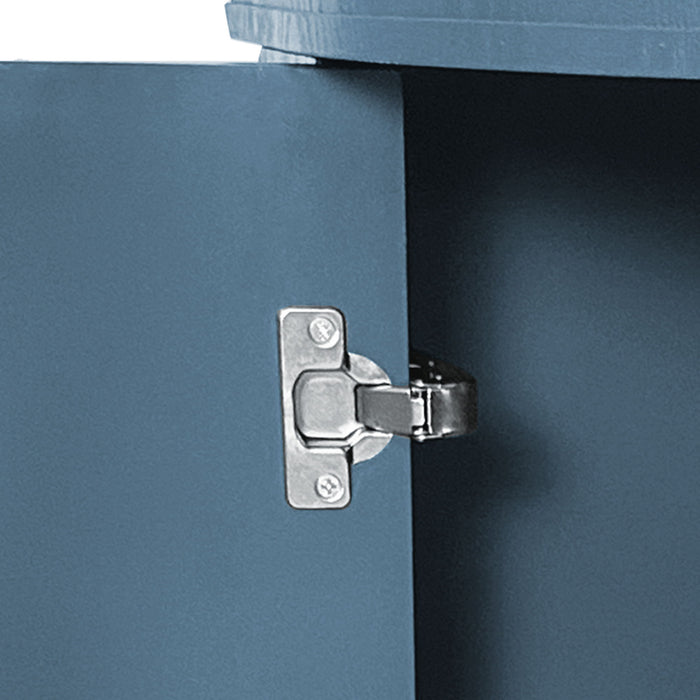 Curved Sideboard Wooden Console Table With 4 Doors And Adjustable Shelves For Living Room - Blue