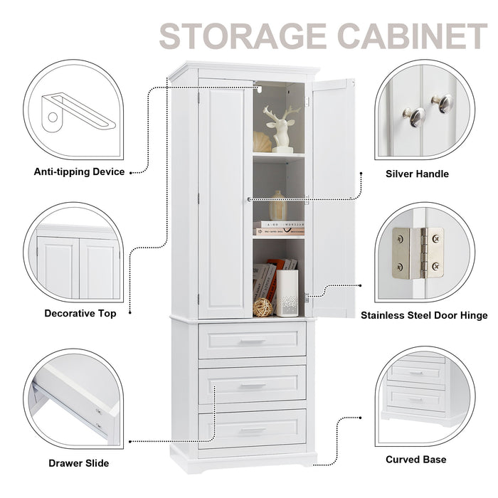 Storage Cabinet With 3 Drawers For Bathroom