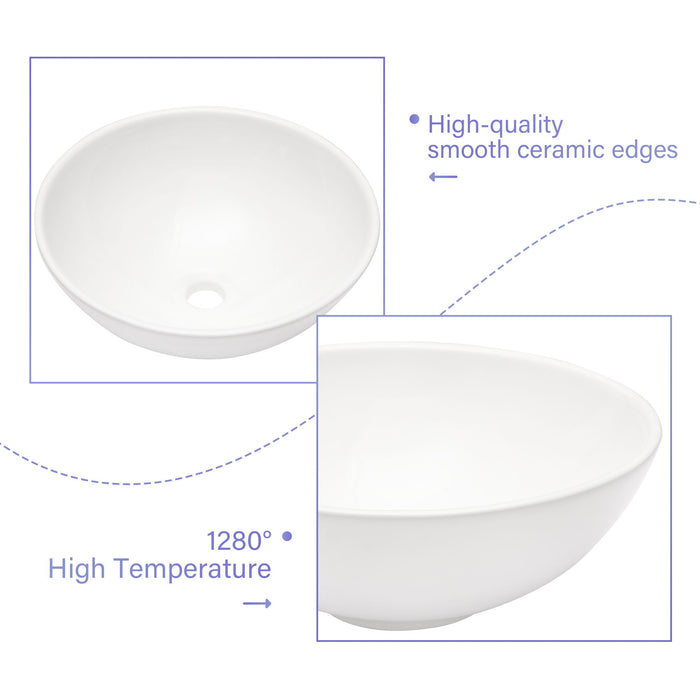 Modern Ceramic Circular Vessel Bathroom Sink