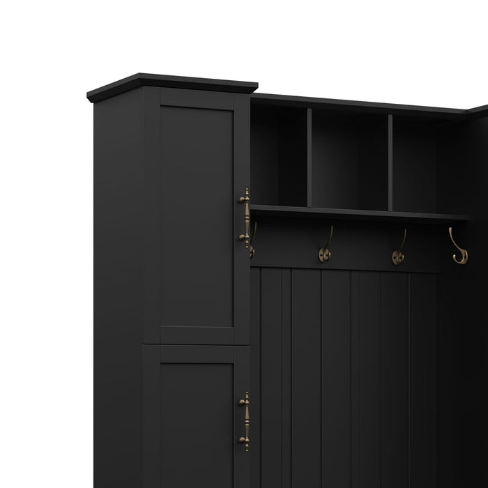 Hall Tree With 4 Side Cabinets