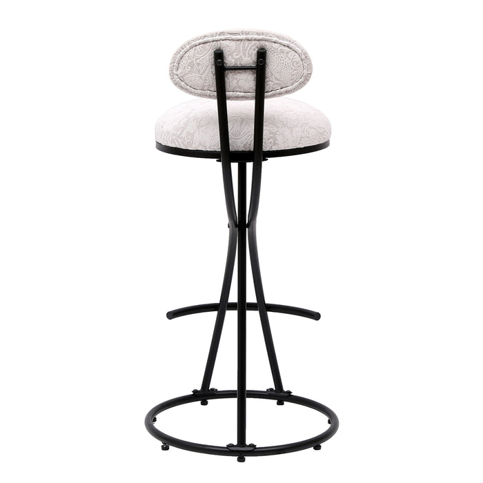 Round Print Bar Stools Upholstered Chairs For Kitchen (Set of 2)