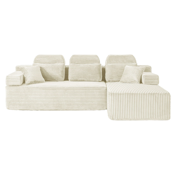 Sectional Sleeper Sofa & Storage Pockets, Modular Couch With Throw Pillows For Living Room