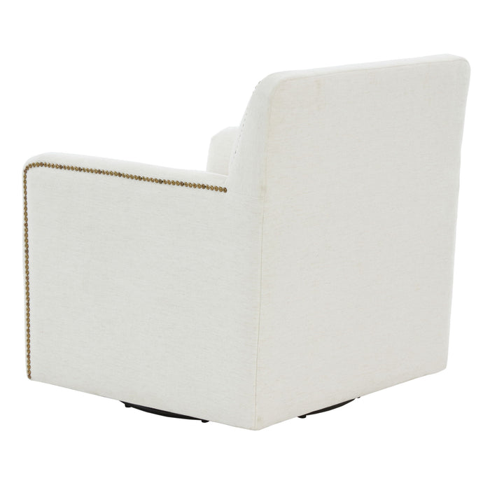 Tolland - Swivel Accent Chair With Antique Brass Nailhead Trim - Cream