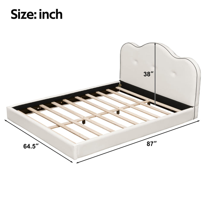 Upholstered Platform Bed With Sturdy Frame And Headboard