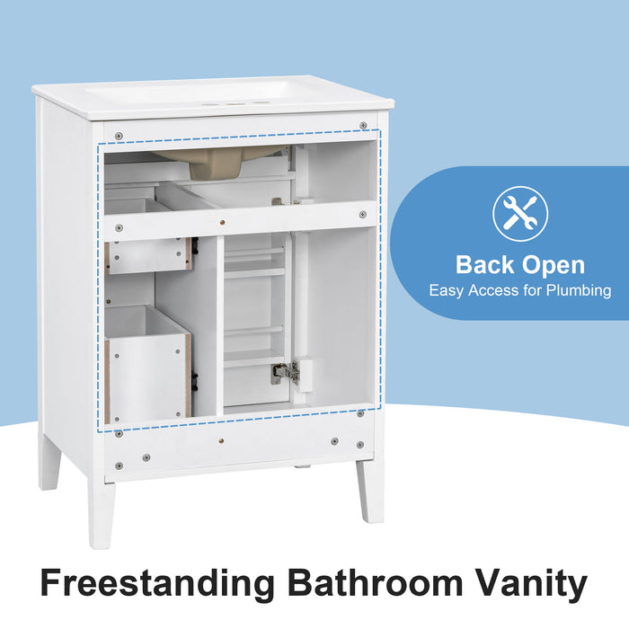 Bathroom Vanity With Sink, 3 Drawers & Cabinet With 2 Tier Door Storage Rack, Soft Close Doors & Drawers