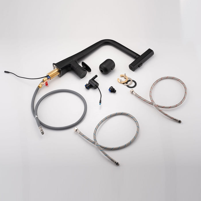 Waterfall Kitchen Faucet With Temperature Display And Pull Down Sprayer