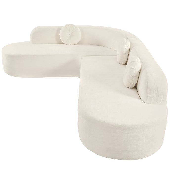 Extra Large Sectional Sofa Soft Fabric Upholstery, Elegant Curved Design With 3 Round Cushions, High - Resilience Foam For Ultimate Comfort - Beige