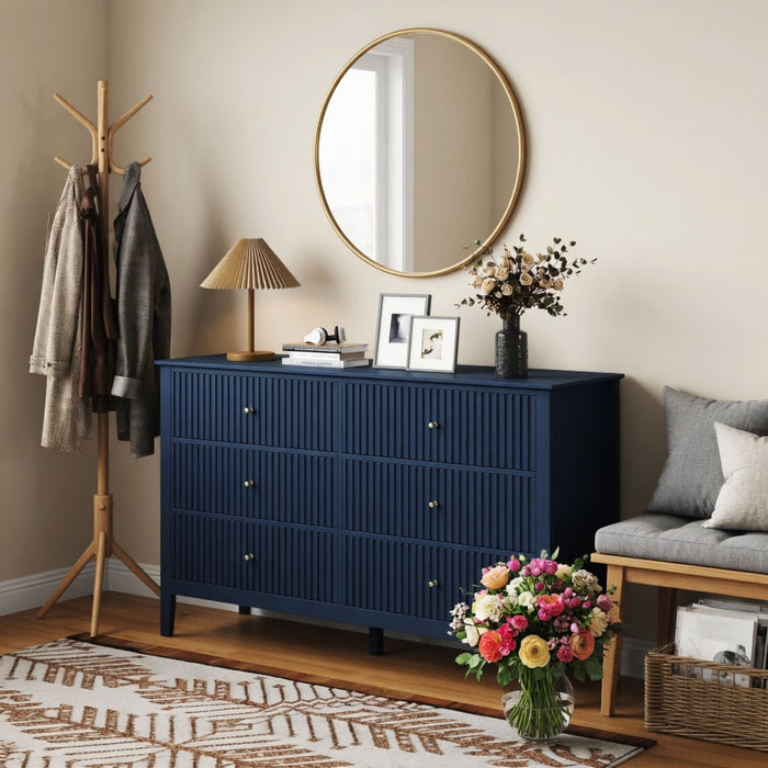 Modern 6 Drawer Fluted Dresser