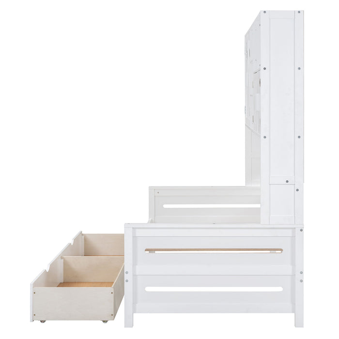 Daybed With All-In-One Cabinet And Shelf
