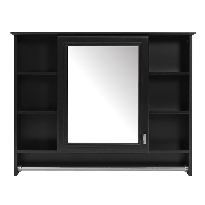 Modern Wall Mounted Mirror Cabinet With Adjustable Shelf, Soft Close Door, And Towel Bar