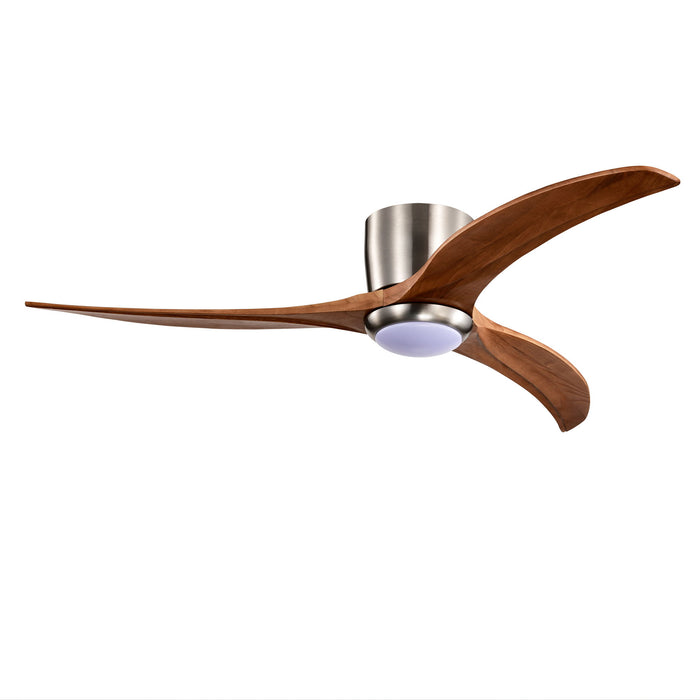 Flush Mount Fan Light, 3 Blades Ceiling Fan With Lights Remote Control, Quiet DC Motor, 6 Speed - Nickel