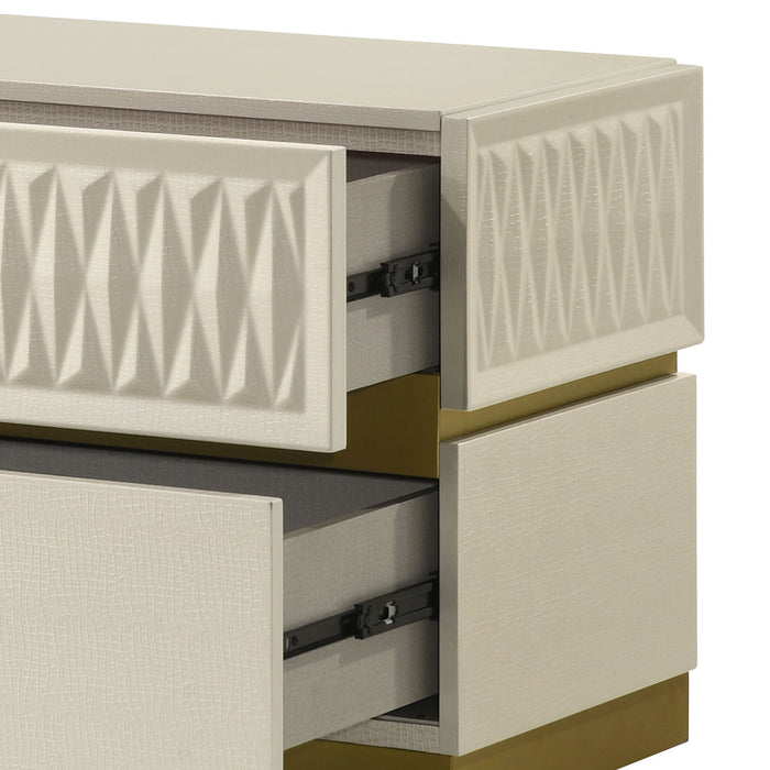 Stanley - 2 Drawer Nightstand With Crocodile Texture - Gray