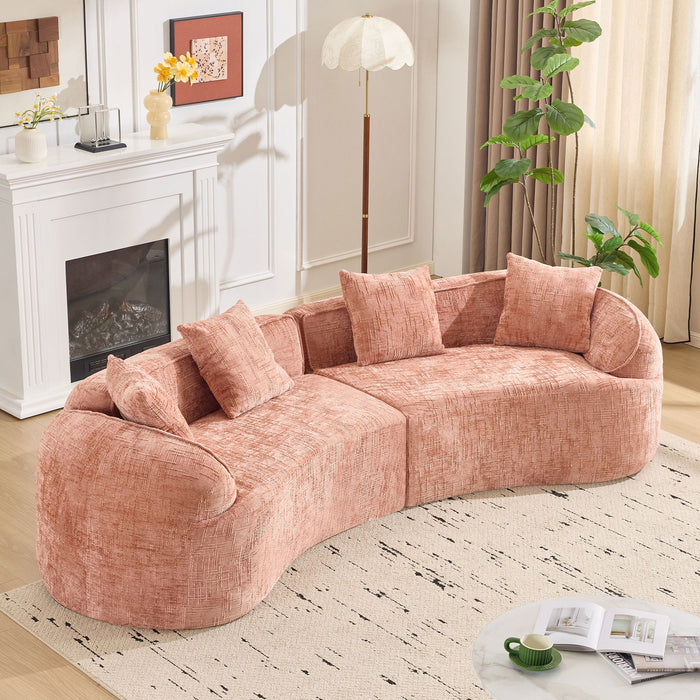 Curved Compressed Sofa, Nordic-Style Design For Living Room
