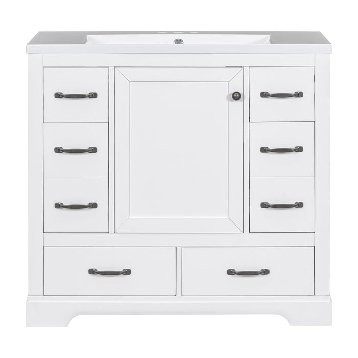 Modern Bathroom Vanity With Sink, 6 Drawers, Adjustable Shelf