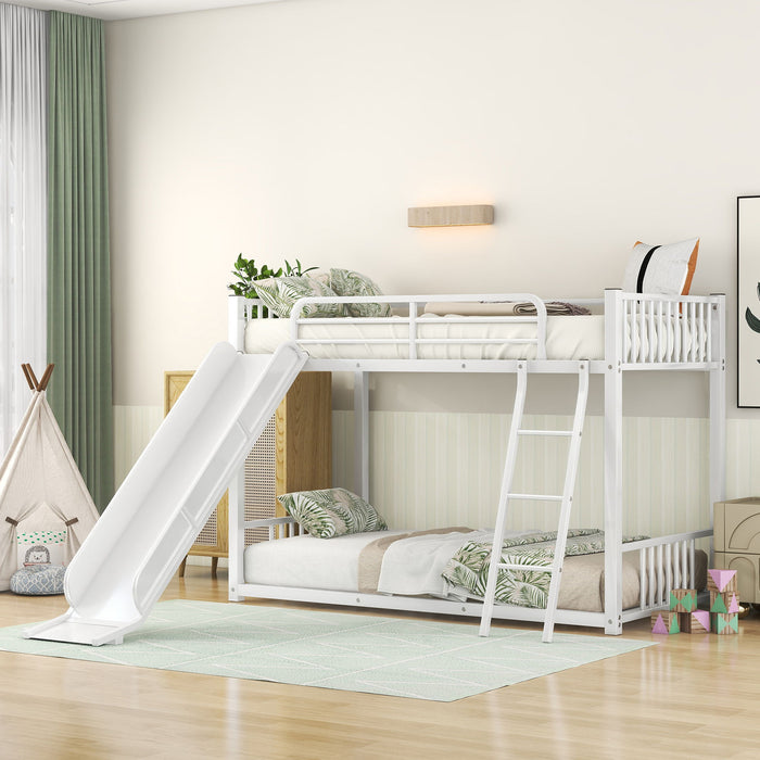 Metal Bunk Bed With Slide, Durable Steel Frame