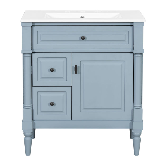 Modern Bathroom Vanity With Sink, Freestanding Cabinet With Flip Drawer & Adjustable Shelf