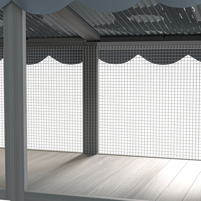 Window Perch Catio For Indoor Cats, Expandable Enclosure With Secure Frame And Waterproof Roof, Suitable For Multiple Kittens - Gray