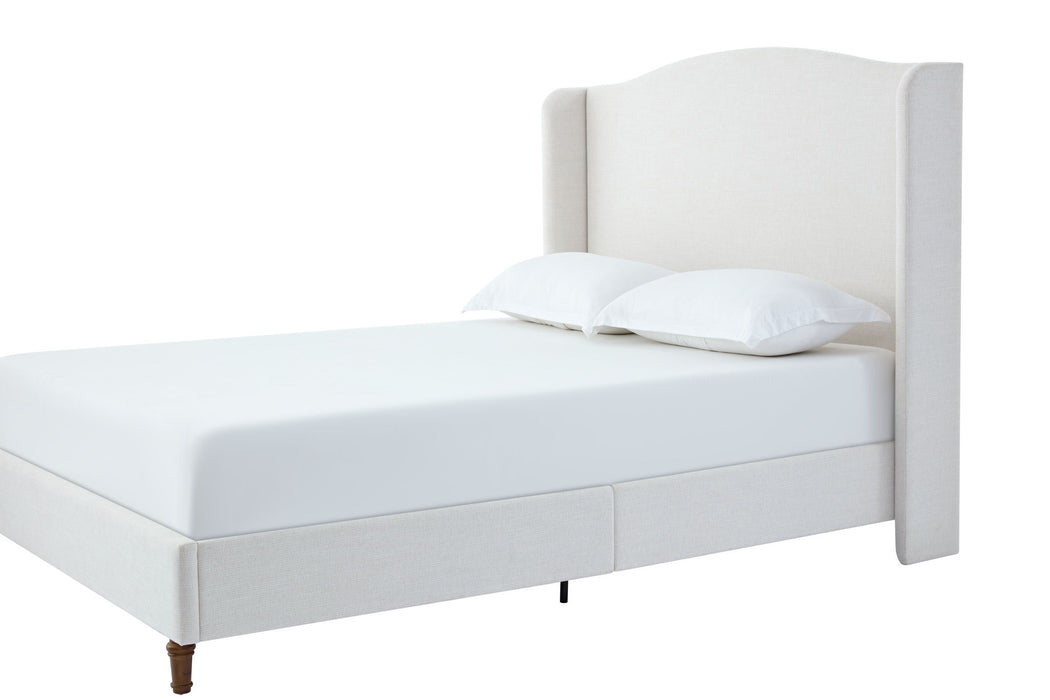 Hannah - Upholstered Wingback Bed Size / Tall Headboard Upholstered King Bed / Premium Textured Look / Minimalist Designs / No Box Spring Needed