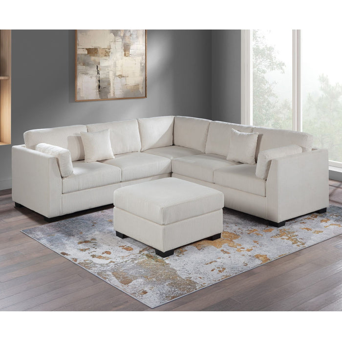 Contemporary L - Sectional Sofa Set With Ottoman And Pillows