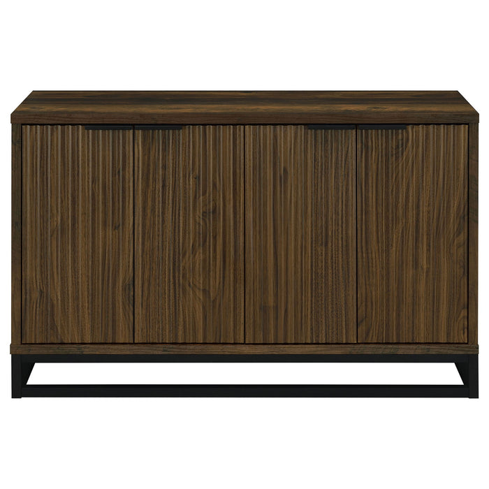 Thurston - 4 Door Accent Cabinet Carved Doors - Dark Brown