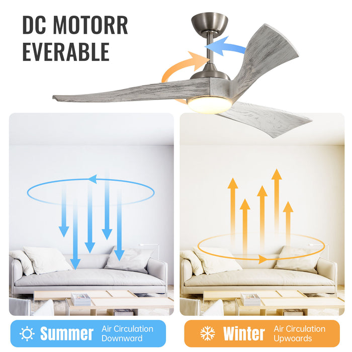 52" Ceiling Fan With Blades And 6 Speed Remote Control DC Motor