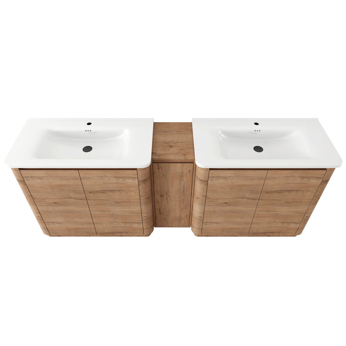 Soft Close Door Freestanding Bathroom Vanity With Sink, 1 Small Storage Cabinet