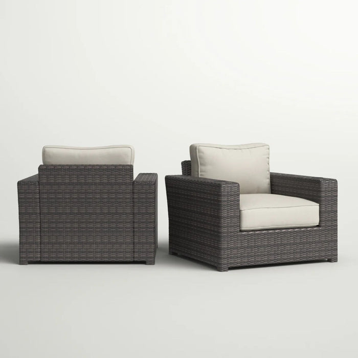 Outdoor Armchairs With Cushions (Set of 2) - Espresso / Gray