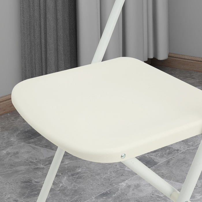 Folding Chairs, Stackable & Waterproof (Set of 4) - White