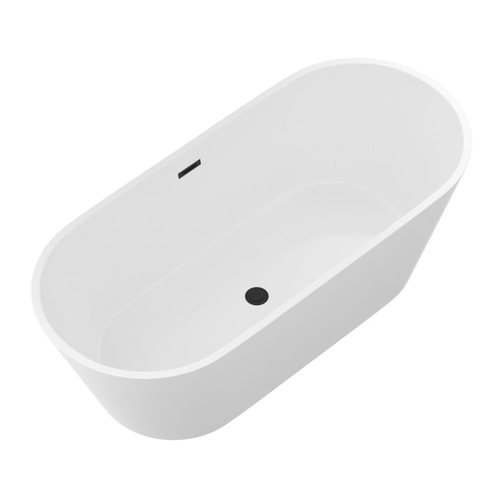 Gloss Freestanding Bathtub With Overflow & Pop Up Drain, Stand Alone Soaking Tub