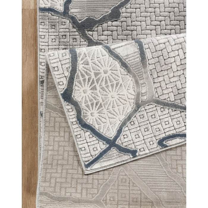 Geometrix - 5'3" X 7'3" Area Rug, Geometric 3D Effect - Gray / Ivory