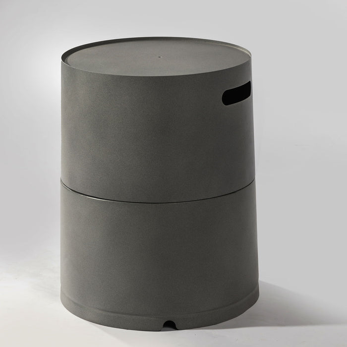 Steel Propane Tank Cover Round Tank Holder Hide Away Side Table - Gray