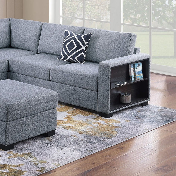 Contemporary Sectional Sofa 4 Piece Set With Built In Shelves L - Shaped Design
