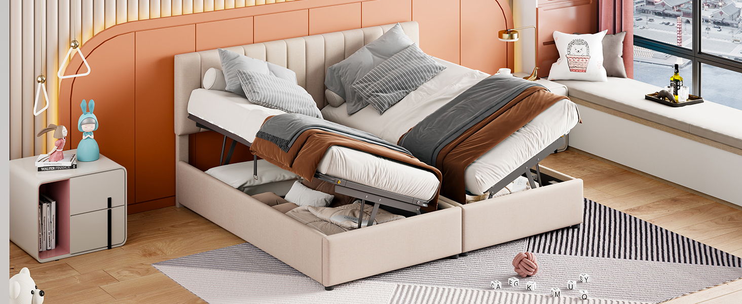 Upholstered Platform Bed With A Hydraulic Storage System